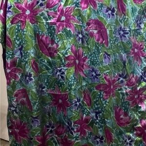 Vintage Winlar Floral Caftan Dress – One Size Satin Lounge Gown, Purple & Teal